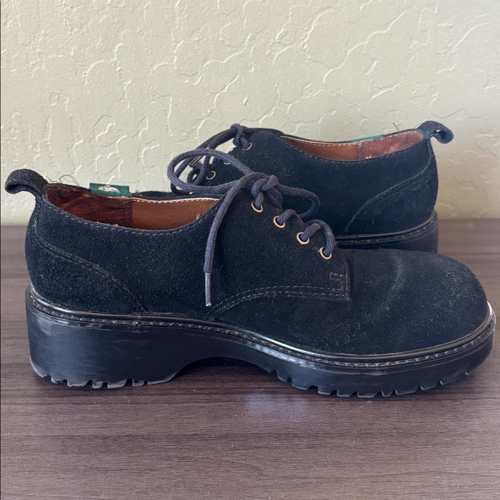 Earth Shoes Lexi Black Suede Lace Up Oxford Loafer Size 6 - Picture 6 of 9